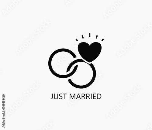 Just Married Icon Or Logo Isolated Vector Illustration