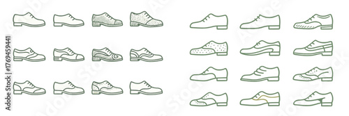 Different styles and designs of men's shoes displayed in a neat arrangement to showcase variety and elegance in footwear choices