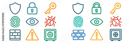 Security icons representing digital protection and privacy measures in technology contexts