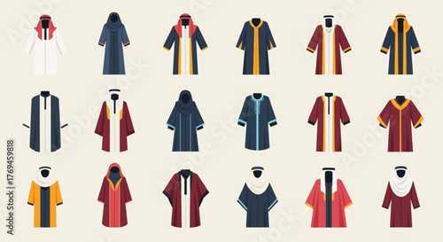 Set of Academic Graduation Gowns and Ceremonial Robes.