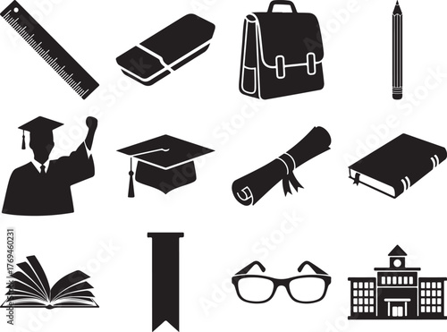 Education Elements Illustration Set Back to School Items and Symbols