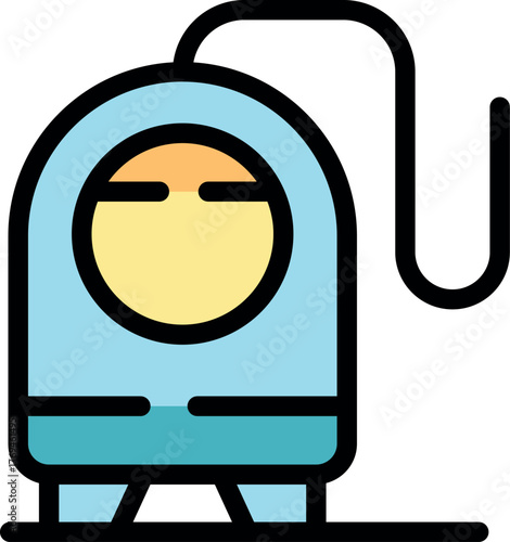 Vertical solarium with round window is waiting for client to provide uv therapy and cosmetic tanning