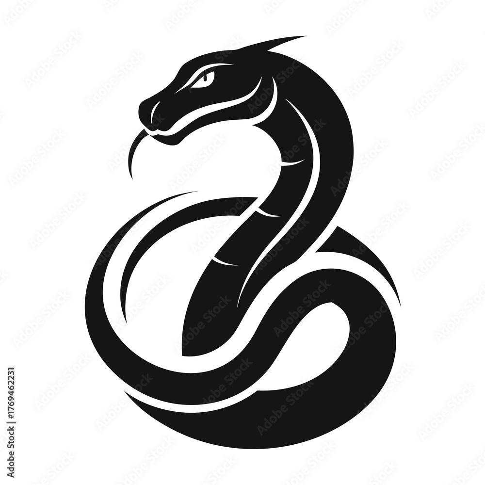 Fototapeta premium snake silhouette vector illustration icon , logo type on white background.