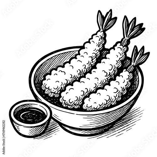 Delicious tempura shrimp served with dipping sauce, a classic Japanese dish