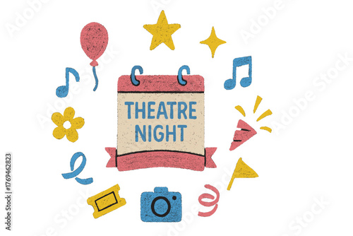 Enjoying a vibrant theatre night celebration with decorations and creative elements