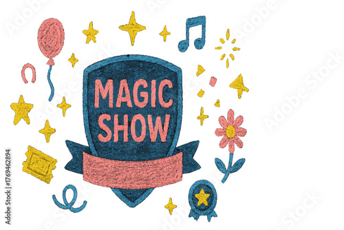 Magic show celebration with colorful decorations and lively elements for a fantastic entertainment experience