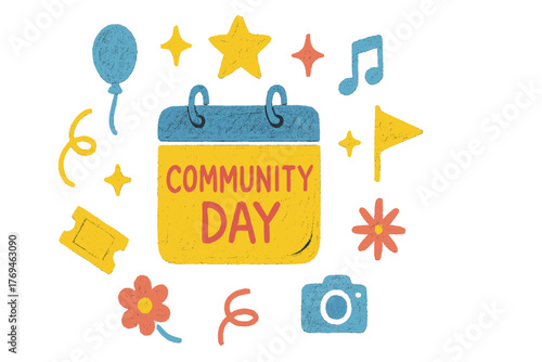 Community day celebration with colorful decorations and fun activities planned for everyone to enjoy together