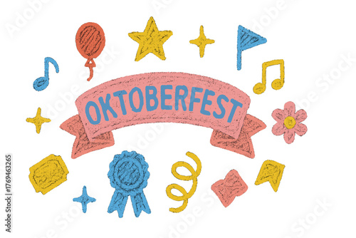 Colorful Oktoberfest celebration banner with festive symbols and decorative elements suitable for a joyful event