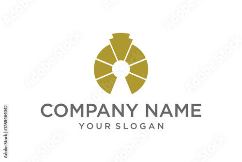 Abstract Gold Circular Segmented Logo Design with Keyhole Center for Business Branding