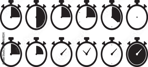 Stopwatch Icons Showing Various Time Increments