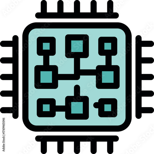 Microchip illustrating data processing through interconnected circuits, symbolizing complex technological operations