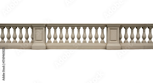 Stone balustrade section on black background railing