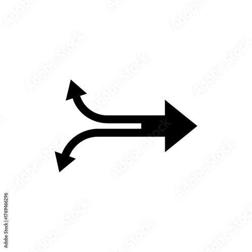 Decision making arrow symbol for business strategy, choice, and direction forward, representing options, paths, and planning in a modern way