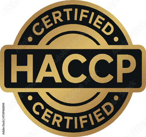 HACCP Certified Badge - Gold and Black Food Safety Quality Certification Stamp