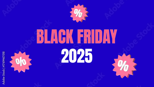 Black Friday 2025 Sale Banner with Golden Confetti on Blue Background