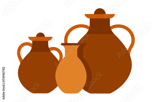 clay jug isolated on white background