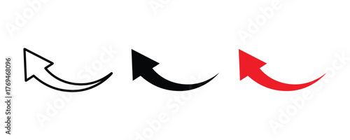 Curved arrow sign. Arrow icon set. Curved arrow left direction vector sign.