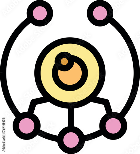 Colorful illustration depicting a solar system with planets orbiting a central sun, symbolizing planetary motion, cosmic exploration, and the wonders of the universe