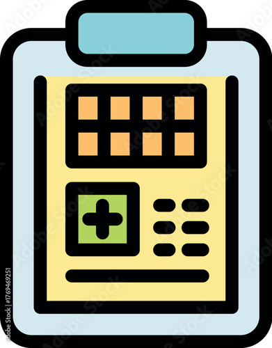 Medical report is showing positive test results, featuring a clipboard and cross symbol, indicating healthcare information