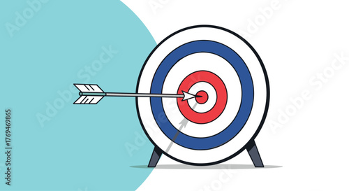 An arrow perfectly hits the bullseye of a target, symbolizing precision, accuracy, and successful achievement of goals and objectives.