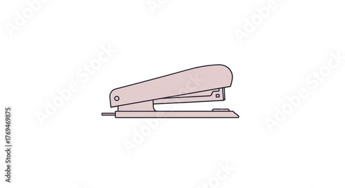 Minimalist illustration of a light pink stapler, a common office supply for binding documents, set against a clean white backdrop.
