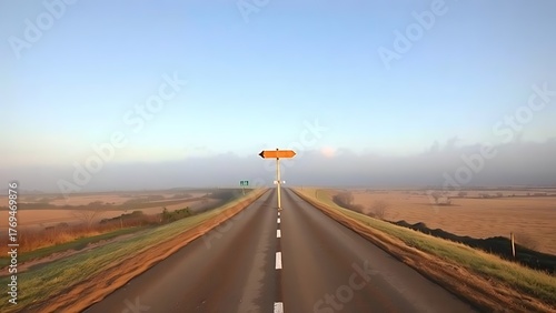 A conceptual crossroads splitting in two directions, symbolic path choice.