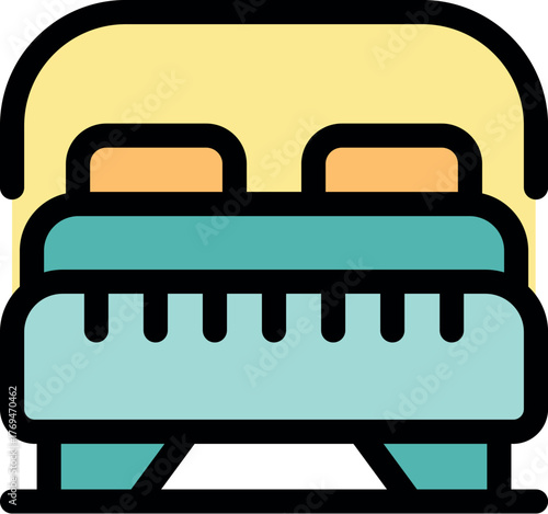 Cozy double bed with headboard, pillows, and blanket, offering a comfortable space for relaxing sleep