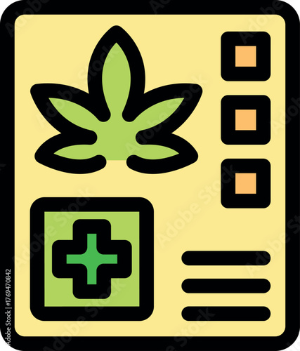 Medical cannabis prescription form symbolizing healthcare, treatment, and the use of marijuana for medicinal purposes