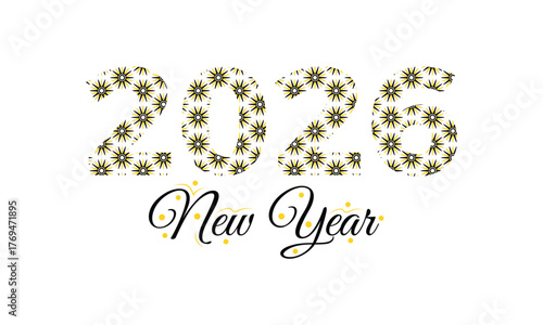 2026 New Year vector design. Decorative Calendar year 2026 Design. Flat 2026 Design