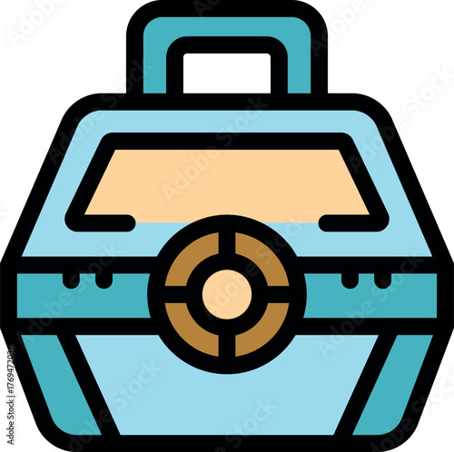 Light blue cat carrier ensuring safe and comfortable transportation, featuring a handle and ventilation for pet well being