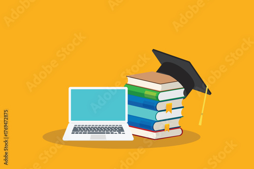 Online learning. Concept of webinar, business online training, education on computer or e-learning concept, video tutorial vector illustration