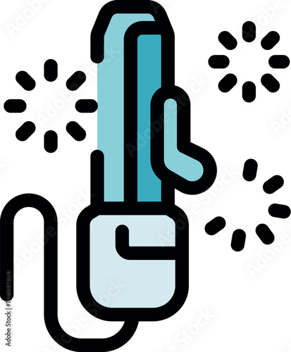 Hair straightener emitting sparks, symbolizing shine and smoothness for perfect hair styling