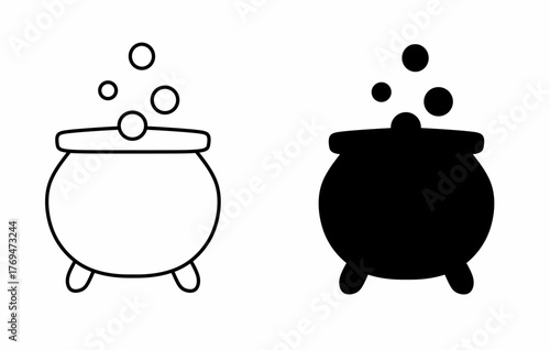 Witch cauldron icon isolated on white background