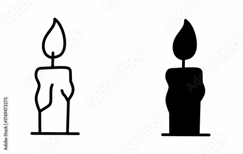 Candle icon set isolated on white background