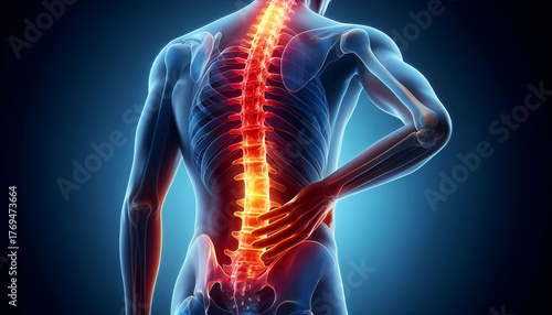 back bone pain with red glow
