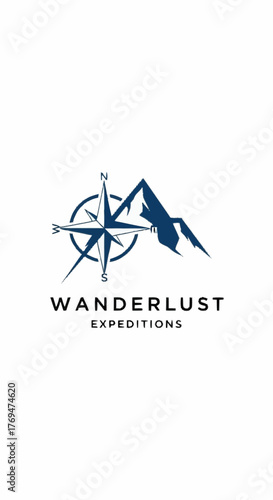 Adventure travel company logo featuring a compass and mountain peak.