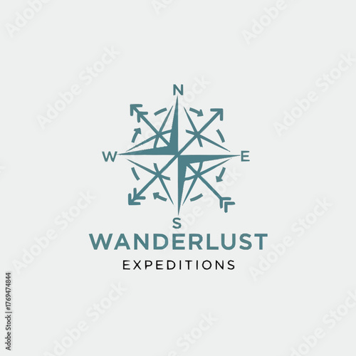 Compass Rose Design for Wanderlust Expeditions, Symbolizing Exploration and Adventure.