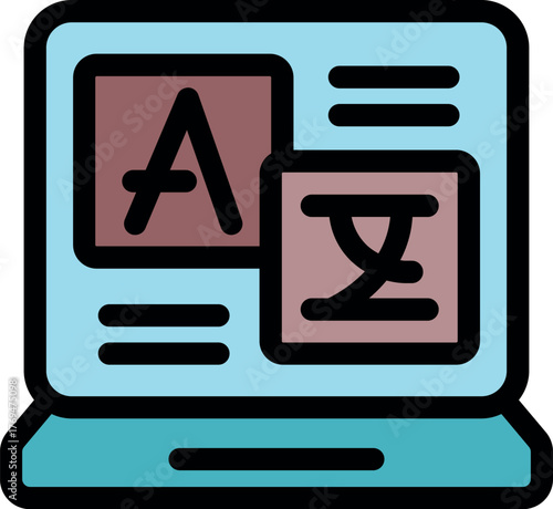 Laptop displaying translation software converting latin alphabet to chinese characters, symbolizing language learning and global communication