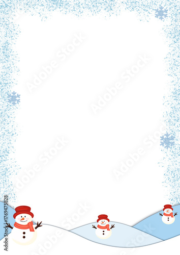 Snowman Frame PNG | Cute Winter Border | Christmas Stationery Background