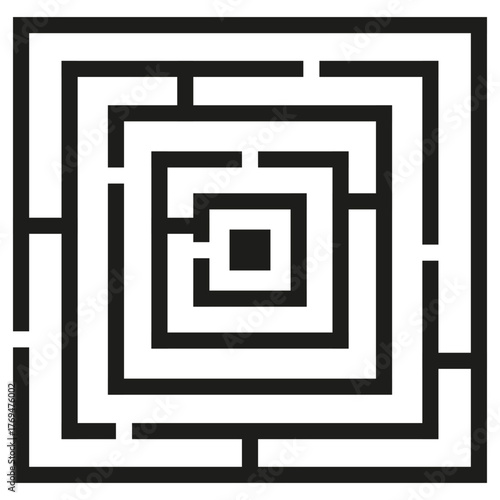 Simple black Maze isolated transparent background. Vector illustration abstract geometric Maze template design. Perfect t-shirt hoodies print. EPS 10