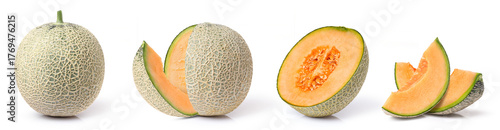 Konstfotografi Melon with slice isolated on white background.