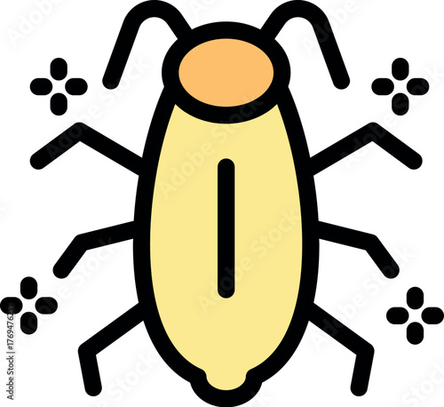 Yellow cockroach icon spreading germs, bacteria, and diseases, representing a health hazard and pest control issue
