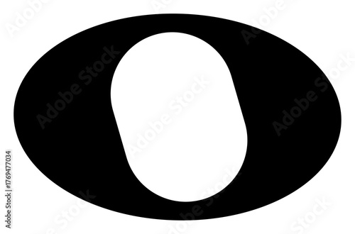 Black whole note icon in flat vector style, simple semibreve music symbol representing full measure note duration for melody and rhythm notation, PNG with transparent background