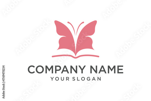 Minimalist Butterfly and Open Book Logo Design Concept for Education and Learning