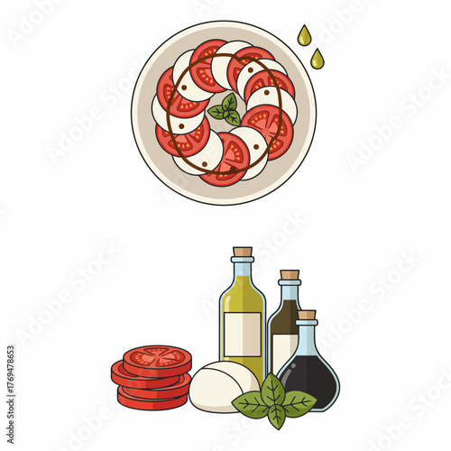 Fresh and Colorful Caprese Salad with Mozzarella, Tomatoes, and Basil