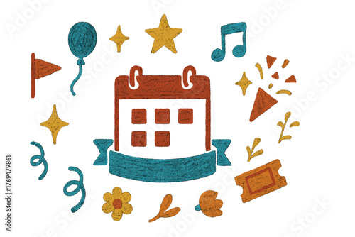 Colorful calendar design with festive elements for celebration and planning occasions