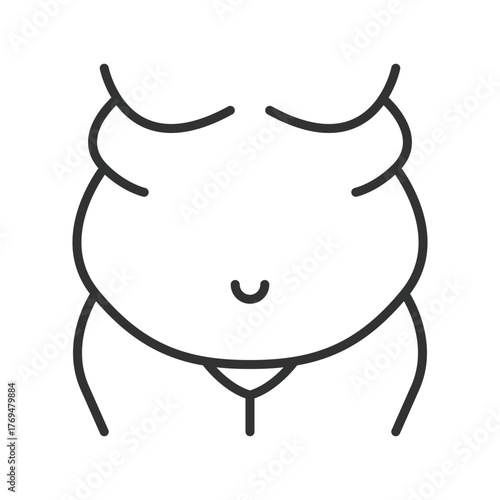 Obesity icon in line design. obesity, overweight, unhealthy, belly, fat, body, nutrition on white background vector. obesity editable stroke icon