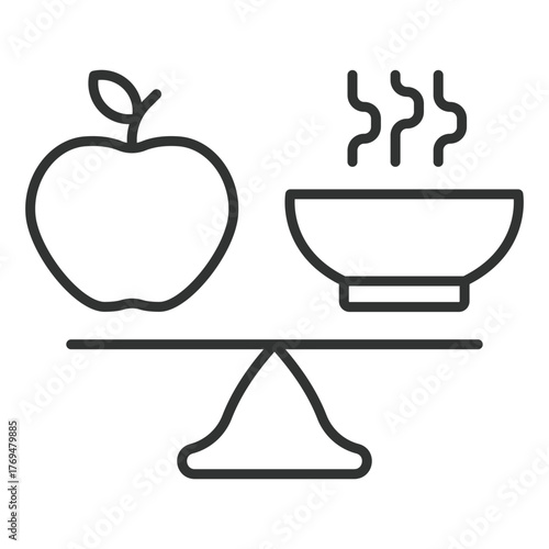 Balanced diet icon in line design. balanced diet, food, nutrition, healthy, lifestyle, meal, wellbeing on white background vector. balanced diet editable stroke icon