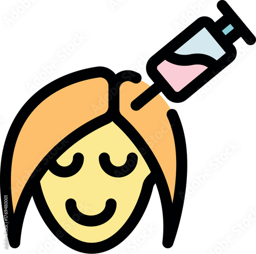 Relaxed woman undergoing a scalp injection, potentially for hair regrowth or other cosmetic procedures