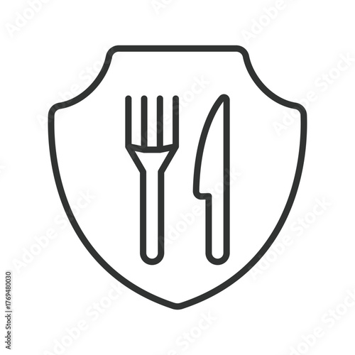 Food safety icon in line design. food safety, nutrition, healthy, meal, wellness, health, hygiene on white background vector. food safety editable stroke icon